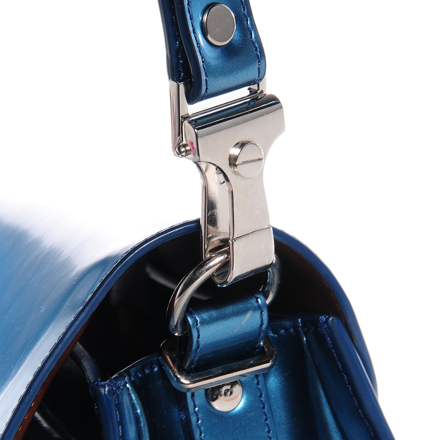 Mirrored Calfskin PS11 Classic Shoulder Bag Ocean