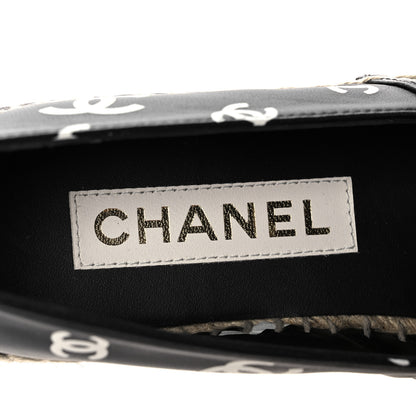 Chanel Printed Lambskin CC Espadrilles 37 Black White 8 of 10