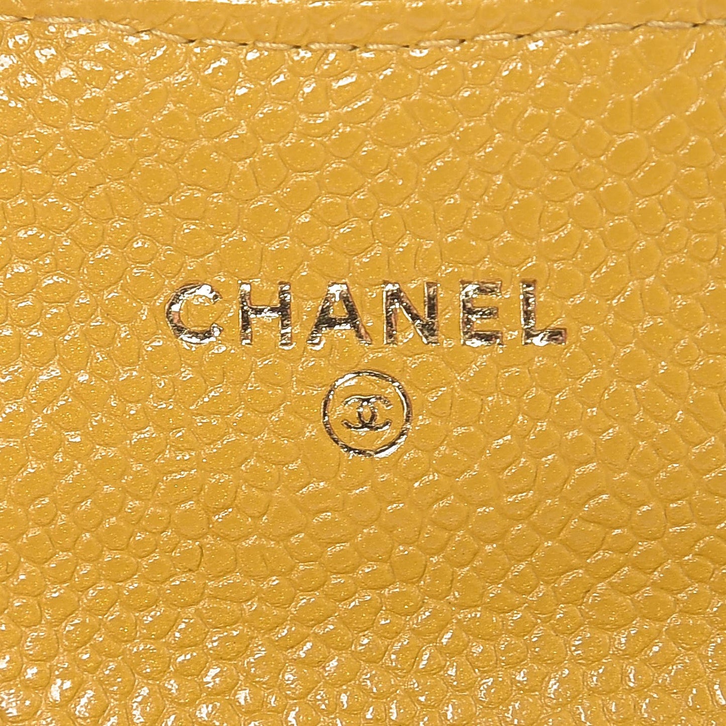 Caviar Quilted Flap Card Holder Yellow