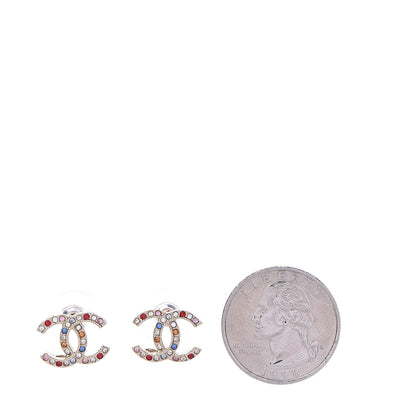 Chanel Crystal CC Earrings Gold Multicolor 2 of 5