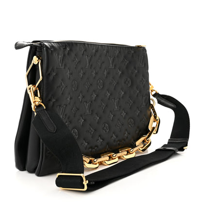 Louis Vuitton Lambskin Embossed Monogram Coussin MM Black 3 of 13