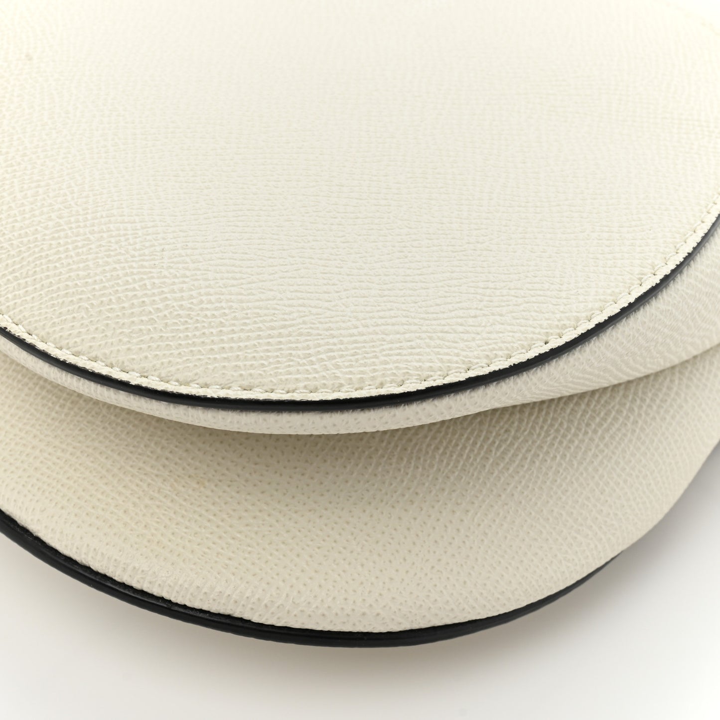 Grained Calfskin Saddle Bag White