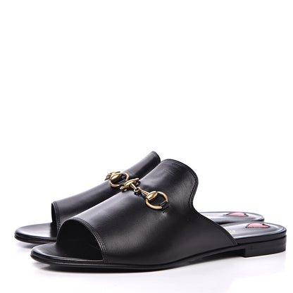 Gucci Malaga Kid Horsebit Slide Sandals 36.5 Black 3 of 10