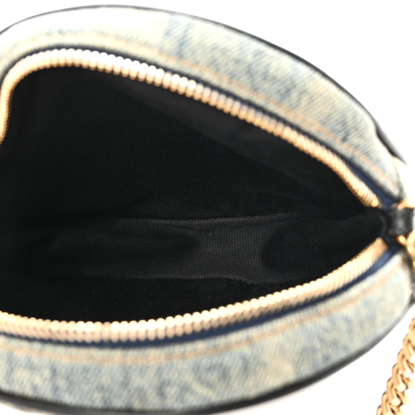 Denim Quilted Monogram Round Crossbody Bag Rodeo Blue