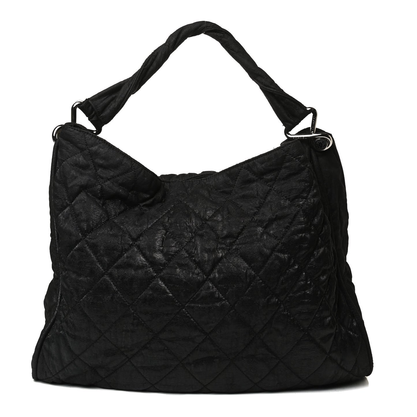 Crinkled Coated Canvas Le Marais Hobo Black
