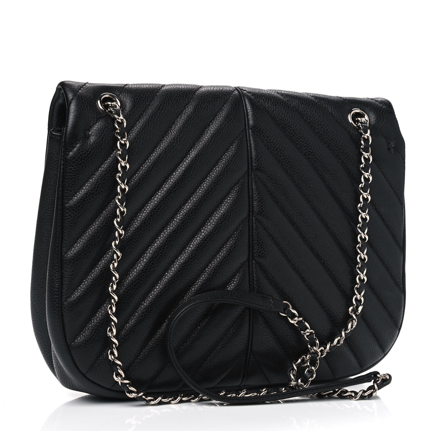 Chanel Caviar Chevron Quilted Small Puffy CC Flap Black 2 of 6