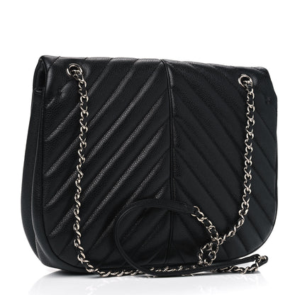 Chanel Caviar Chevron Quilted Small Puffy CC Flap Black 2 of 6