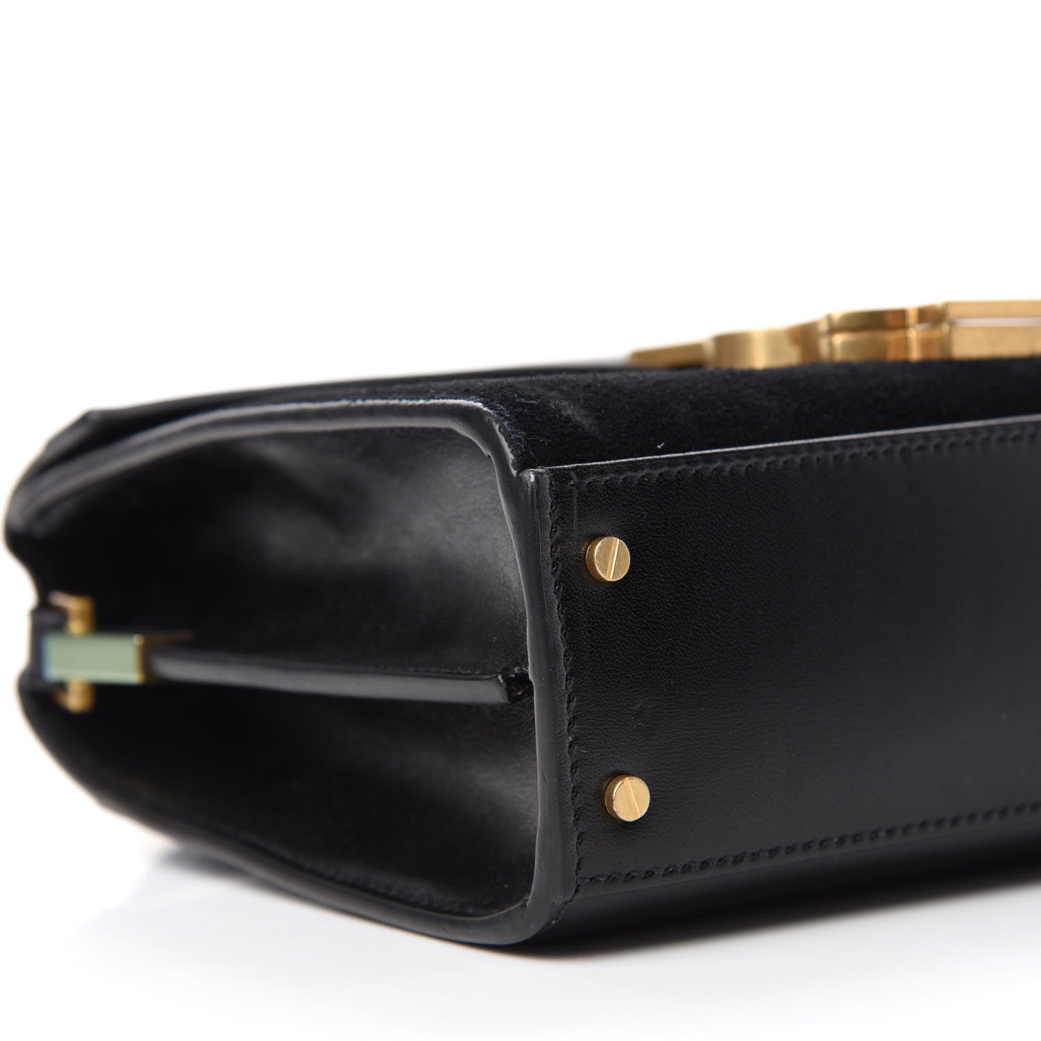 Saint Laurent Suede Leopard Print Mini Classic Monogram Cassandra Top Handle Manto Naturale Black 6 of 11