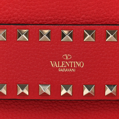 Valentino Garavani Pebble Calfskin Rockstud Side Slip Wristlet Clutch Rosso 7 of 9