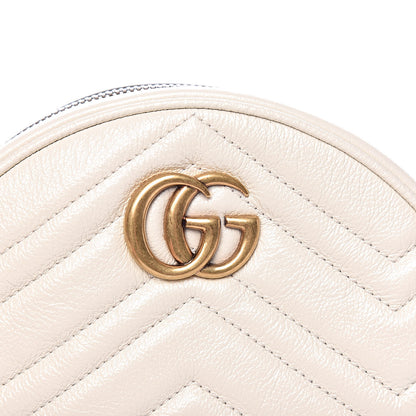 Gucci Calfskin Matelasse Mini GG Marmont Round Shoulder Bag White 8 of 11