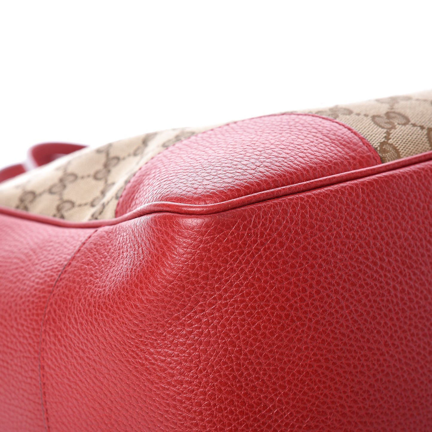 Monogram Bree Zippered Tote Beige Red