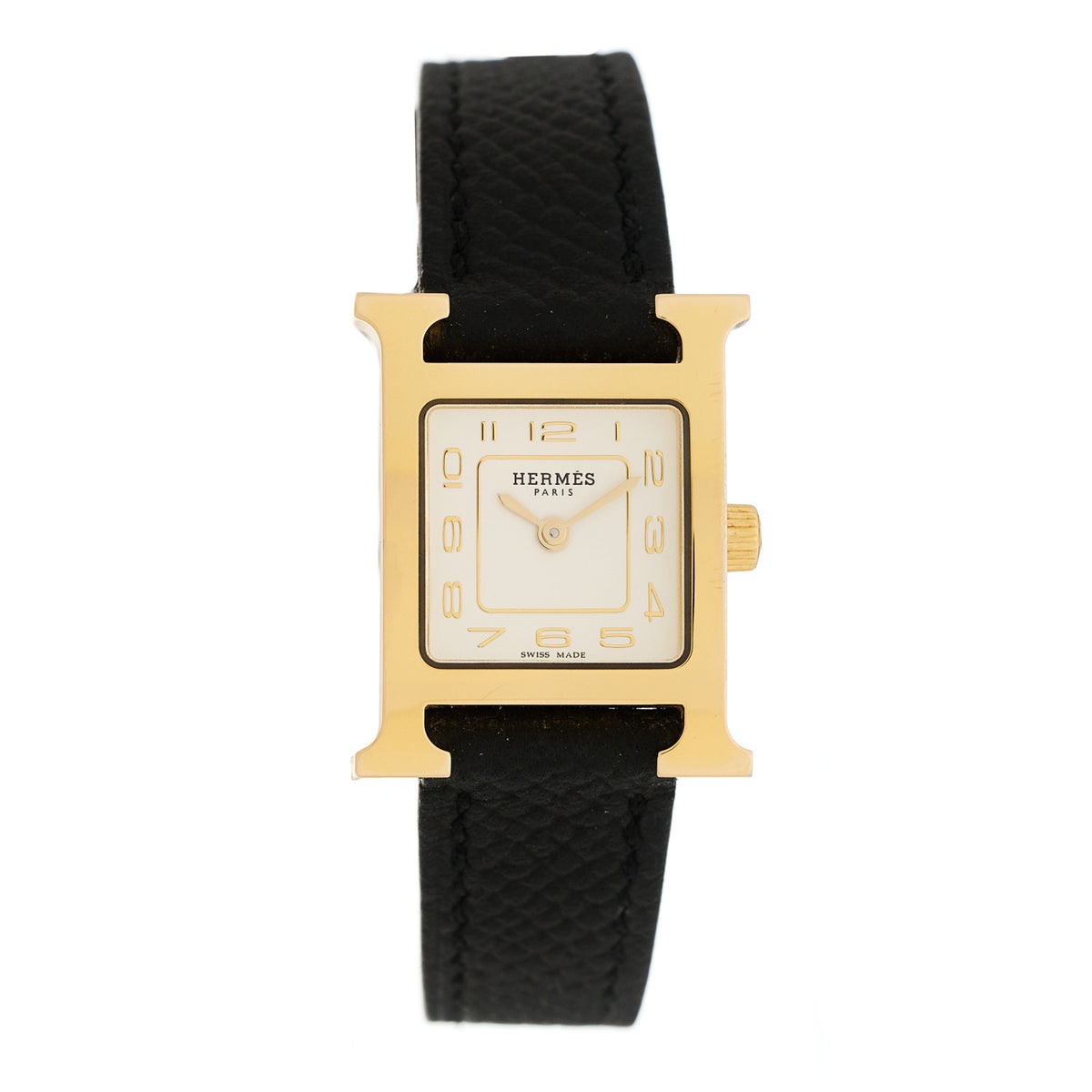 Hermes Stainless Steel Epsom 17.2mm Heure H Hour Quartz Watch Noir 1 of 5