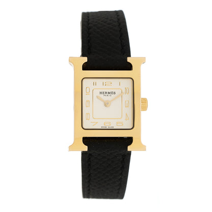 Hermes Stainless Steel Epsom 17.2mm Heure H Hour Quartz Watch Noir 1 of 5