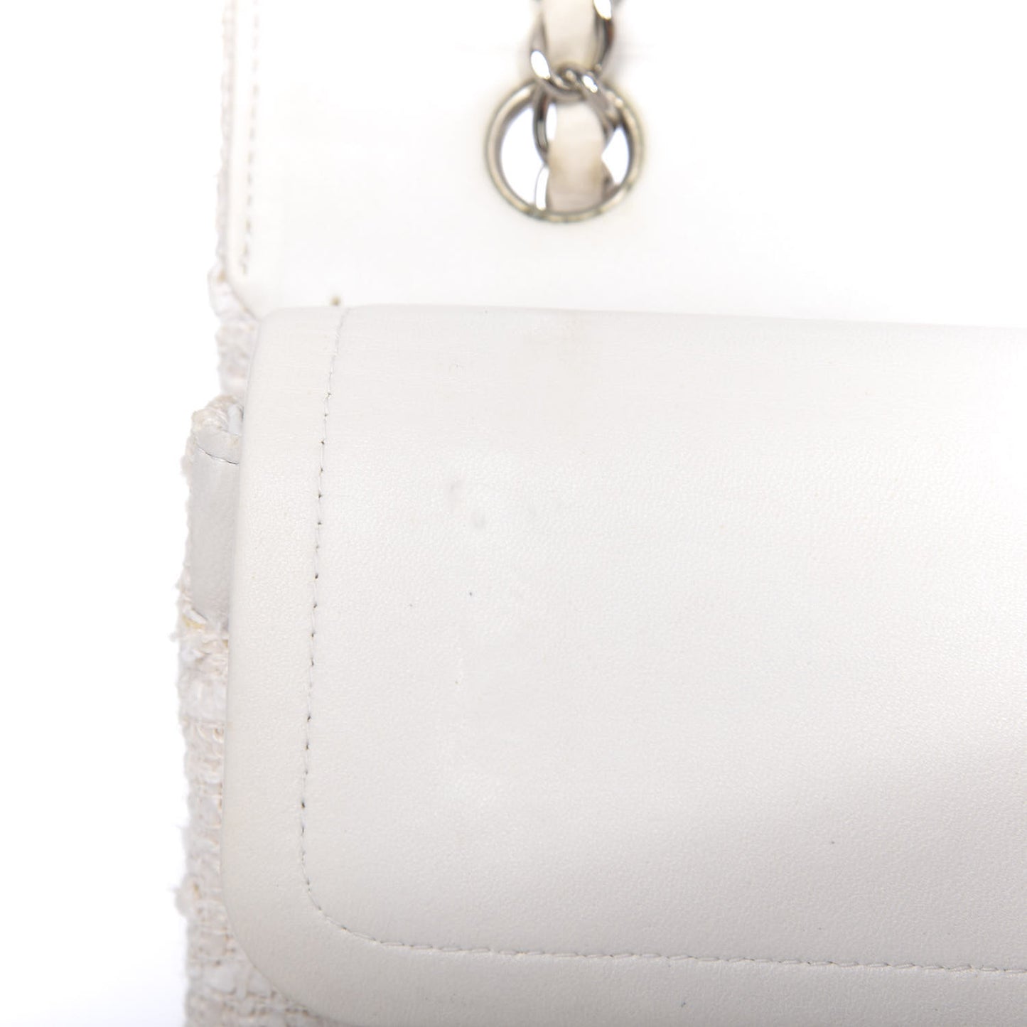 Tweed Medium Double Flap White