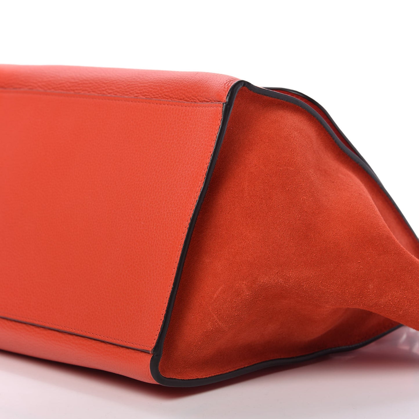 Drummed Calfskin Suede Medium Trapeze Coquelicot