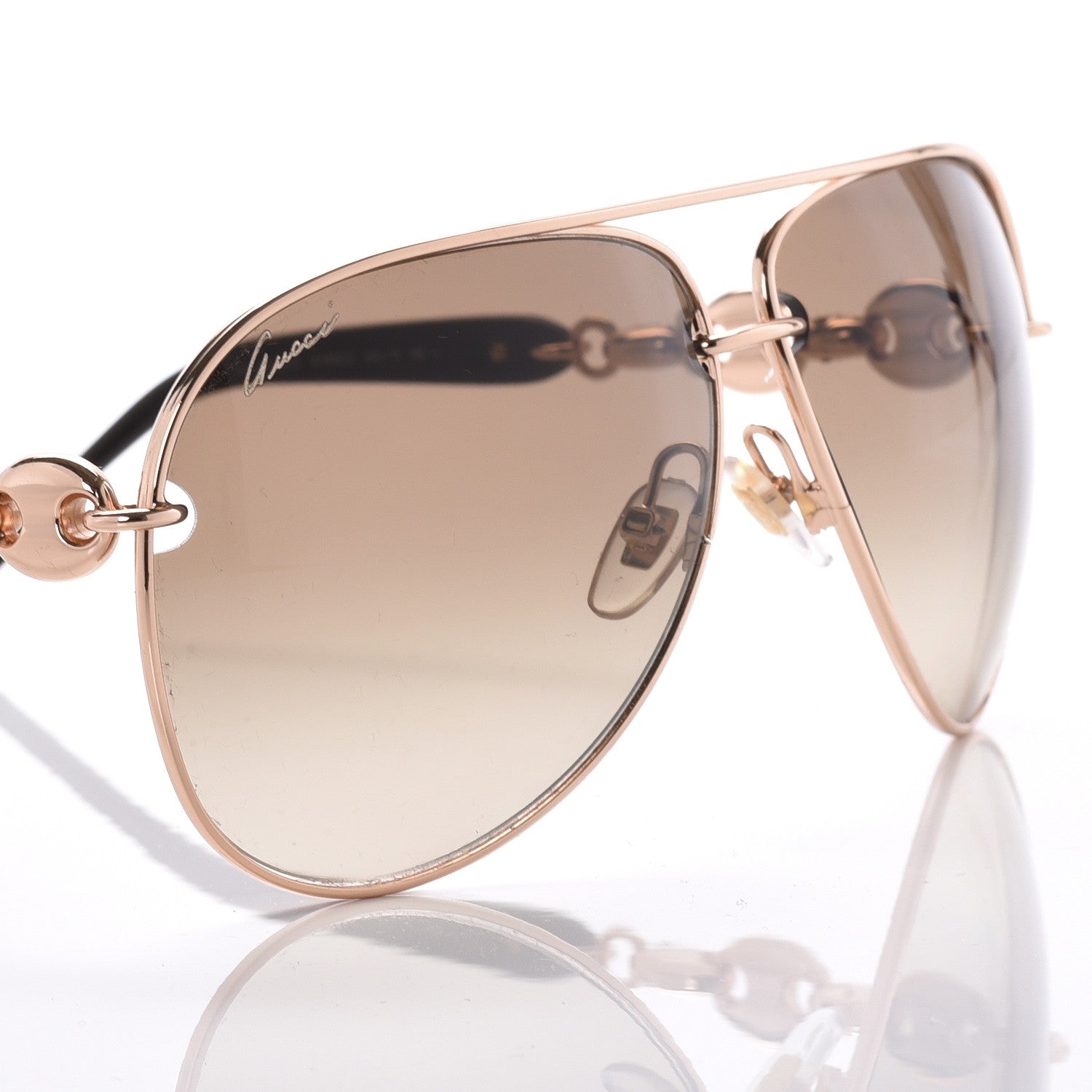 Gucci Marina Chain Aviator Sunglasses GG 4225/S Gold Black 7 of 8