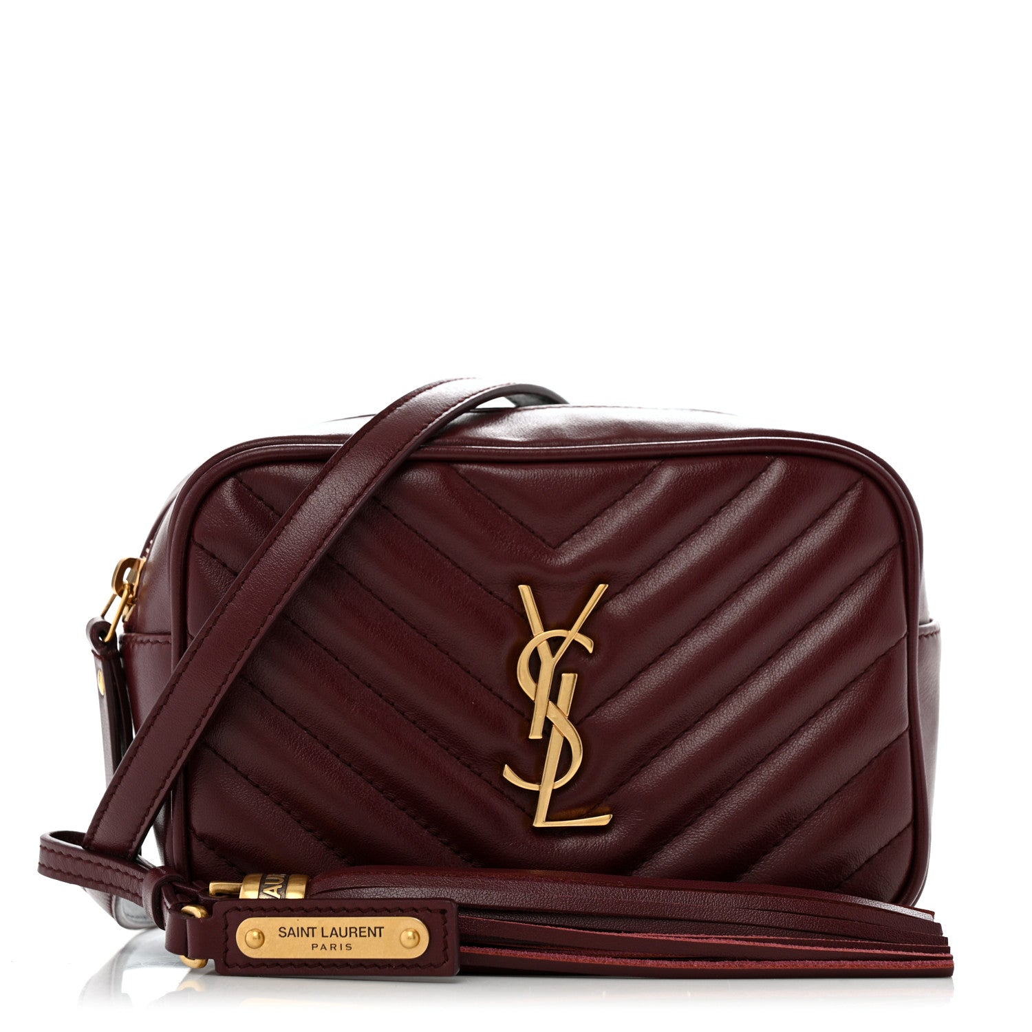 Saint Laurent Calfskin Matelasse Monogram Lou Belt Bag Dark Legion Red 1 of 13