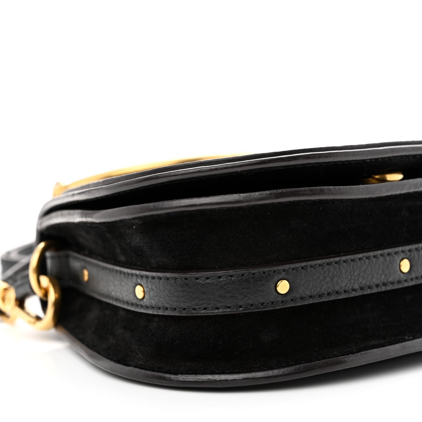 Calfskin Suede Small Nile Bracelet Bag Black