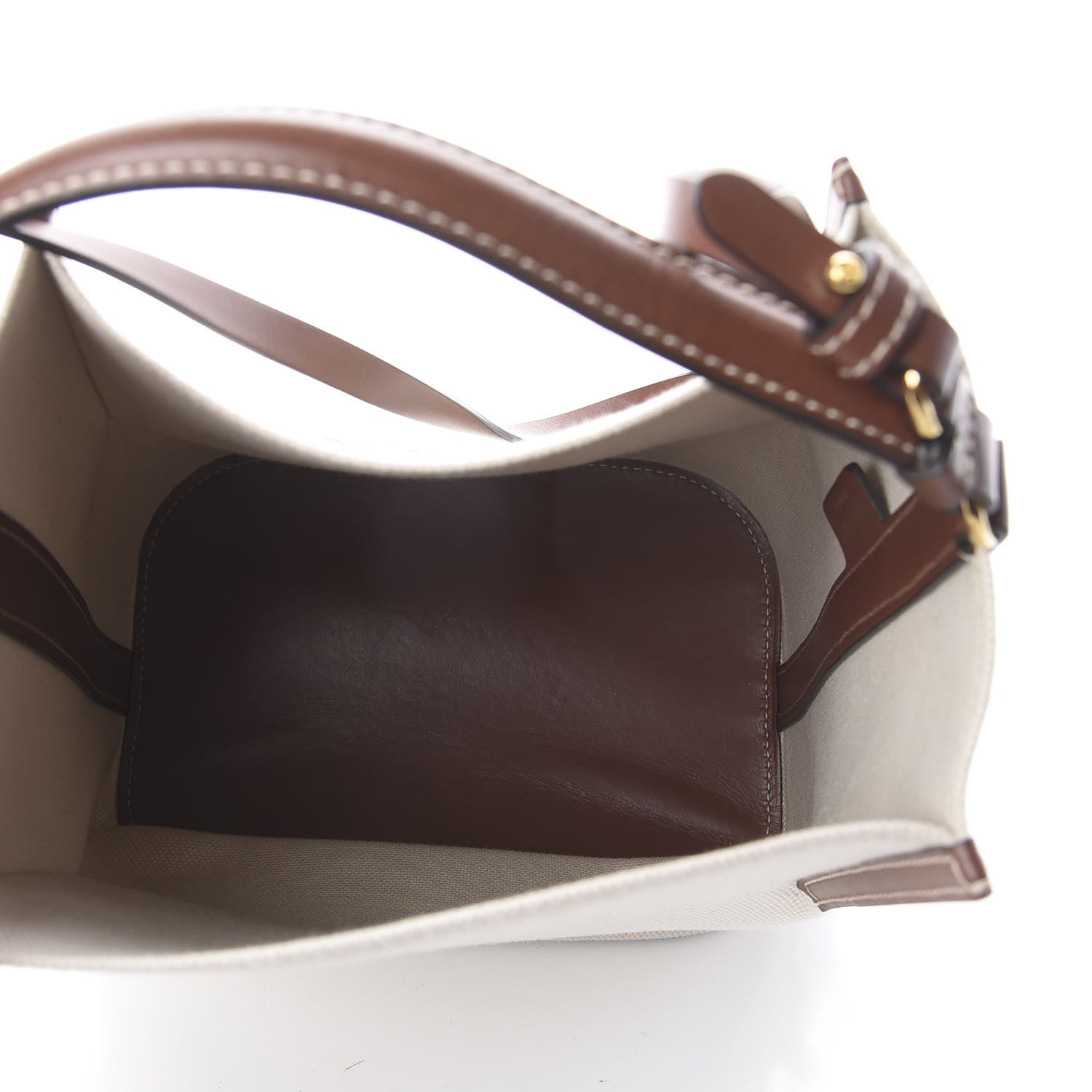 Burberry Canvas Cotton Small Peggy Bucket Bag Natural Gold 4 of 8