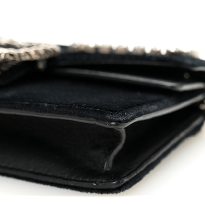 Gucci Velvet Crystal Super Mini Dionysus Shoulder Bag Black 9 of 9