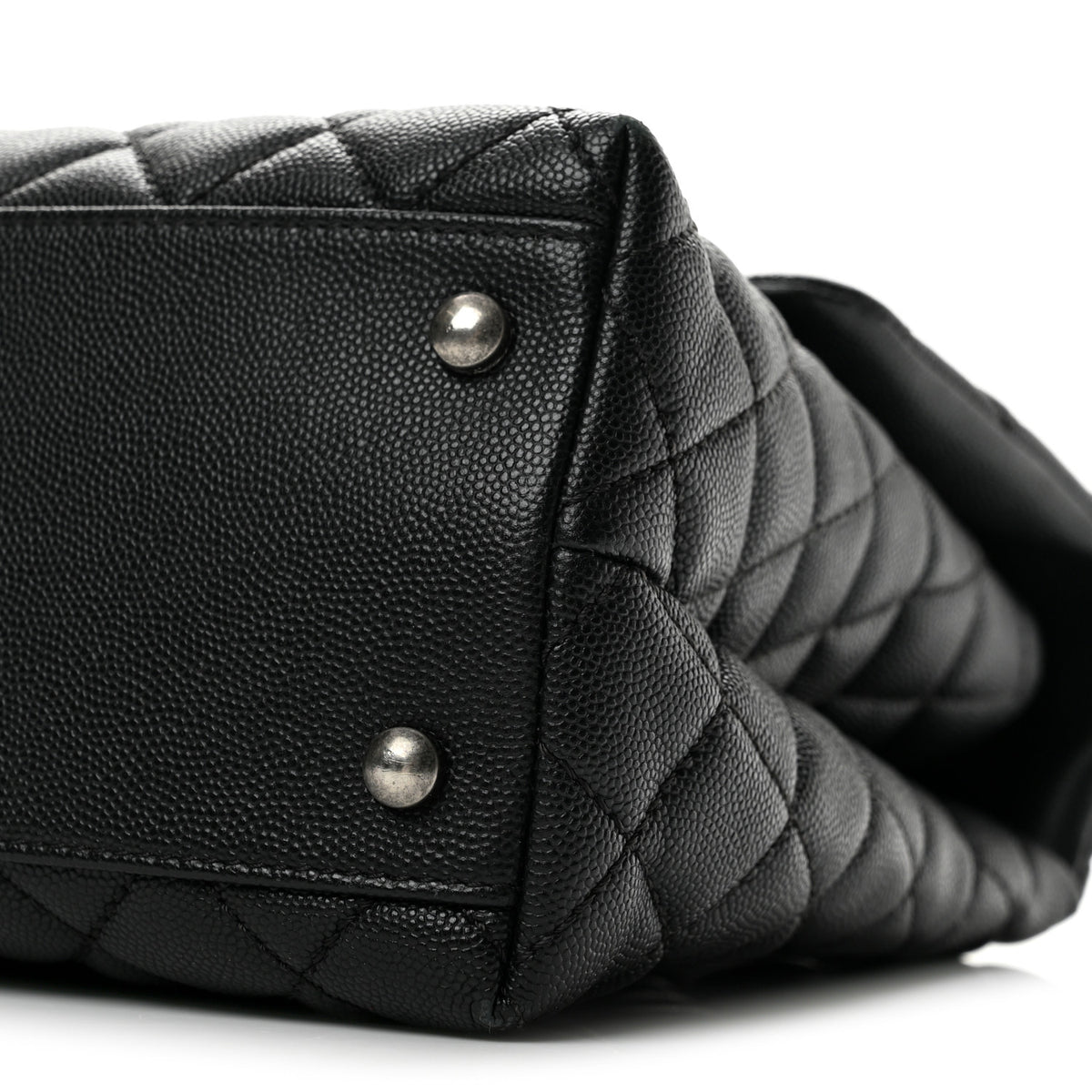 Caviar Lizard Quilted Medium Coco Handle Flap Black Khaki