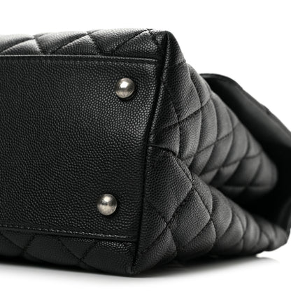 Chanel Caviar Lizard Quilted Medium Coco Handle Flap Black Khaki 10 of 14