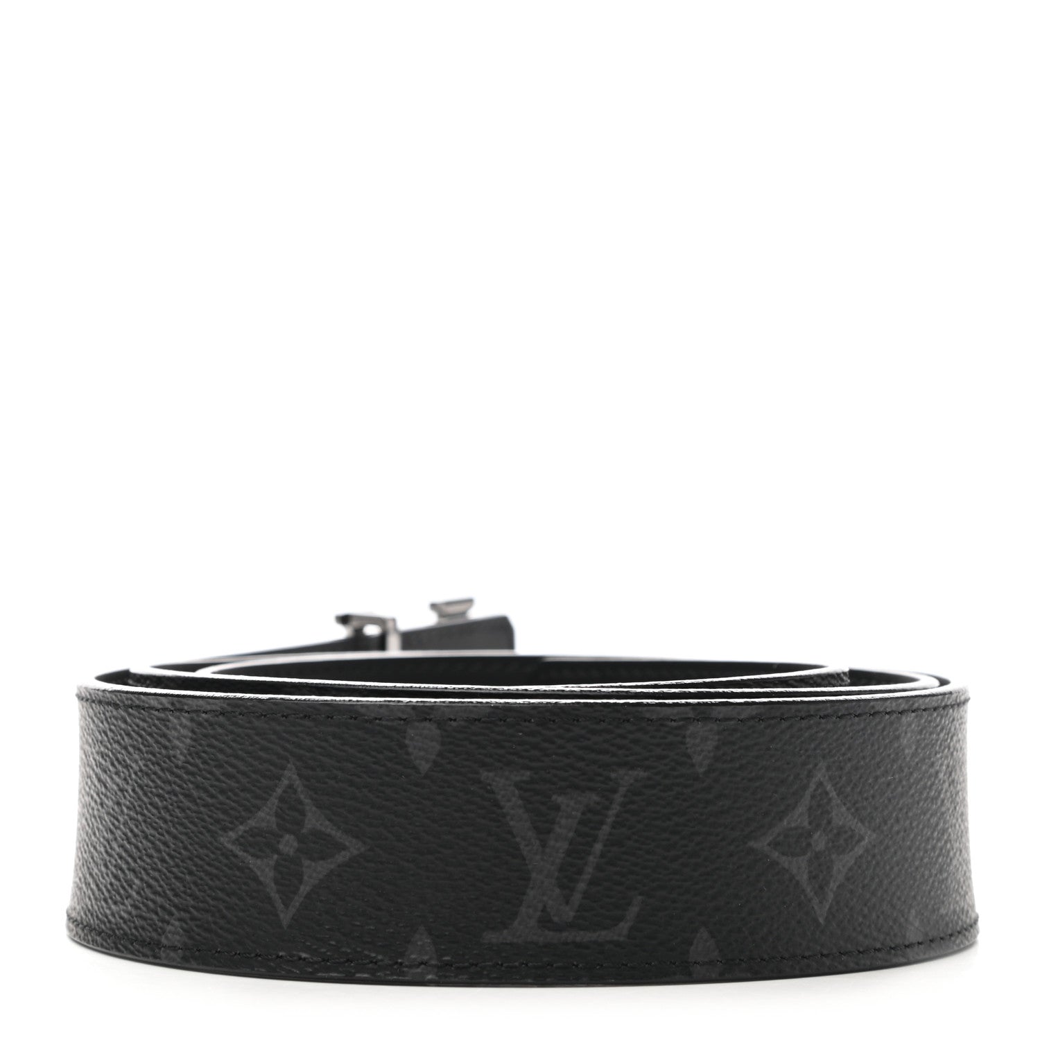Louis Vuitton Monogram Eclipse Taigarama 40mm LV Initiales Reversible Belt 105 42 Black 2 of 5