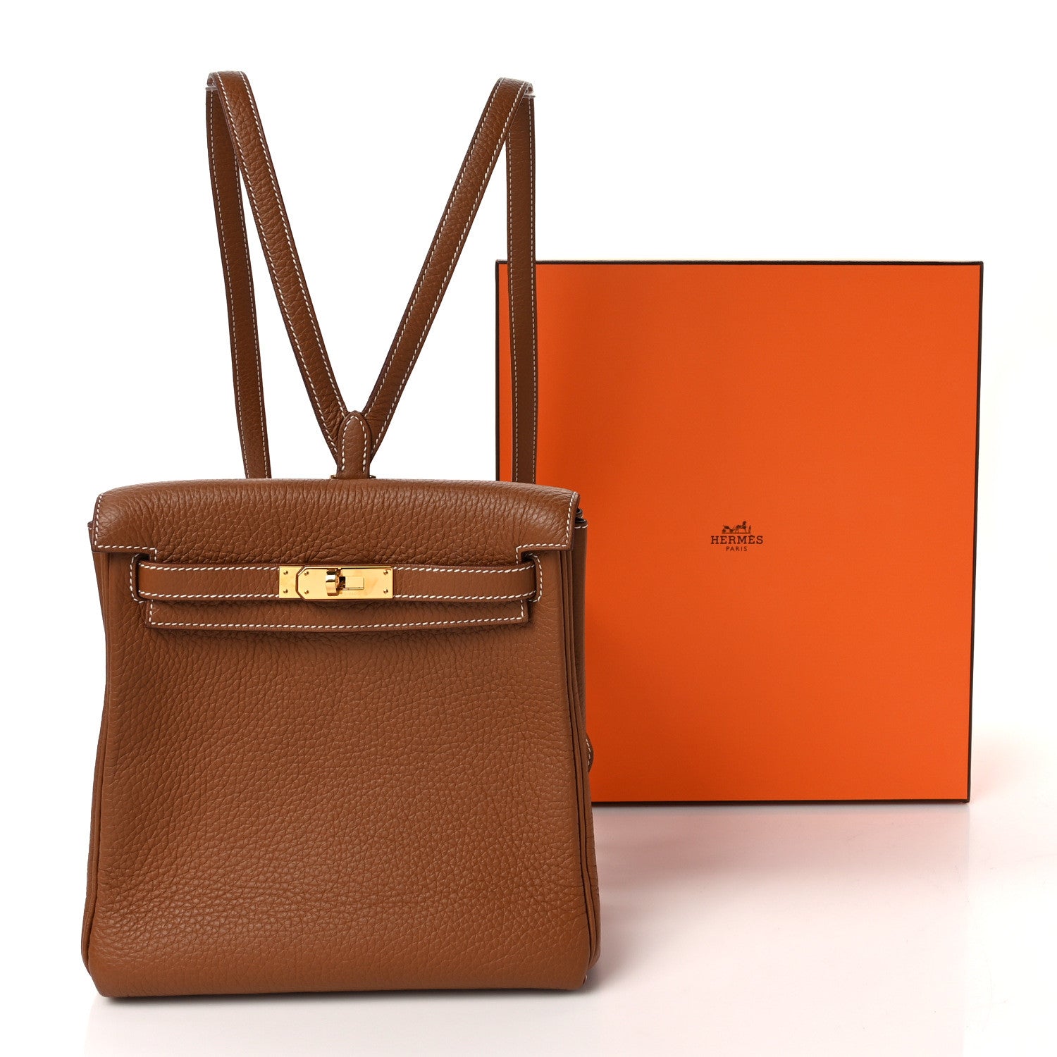 Hermes Taurillon Clemence Kelly Ado Backpack Gold 9 of 9