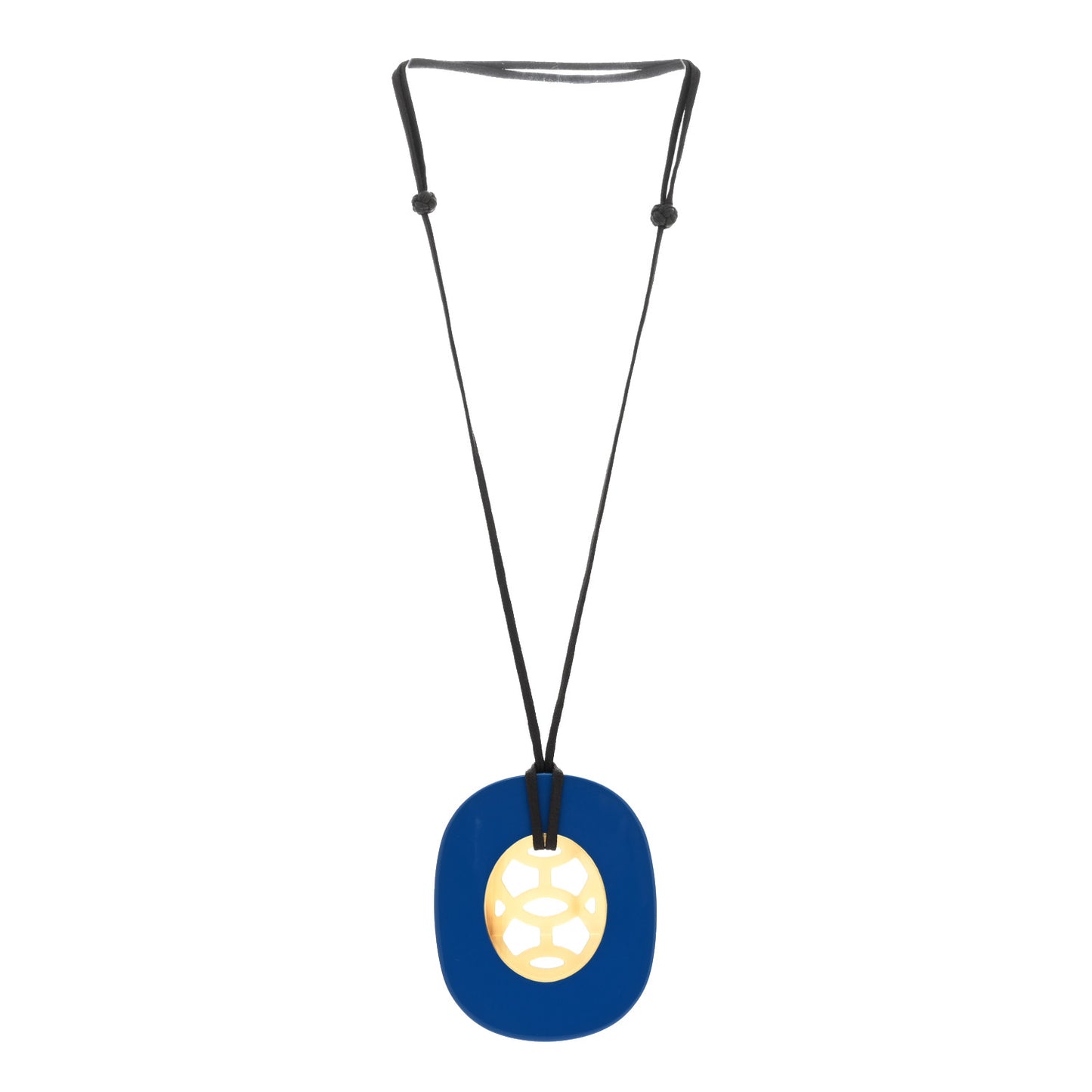 Buffalo Horn Lacquer Lift Necklace Bleu Saphir