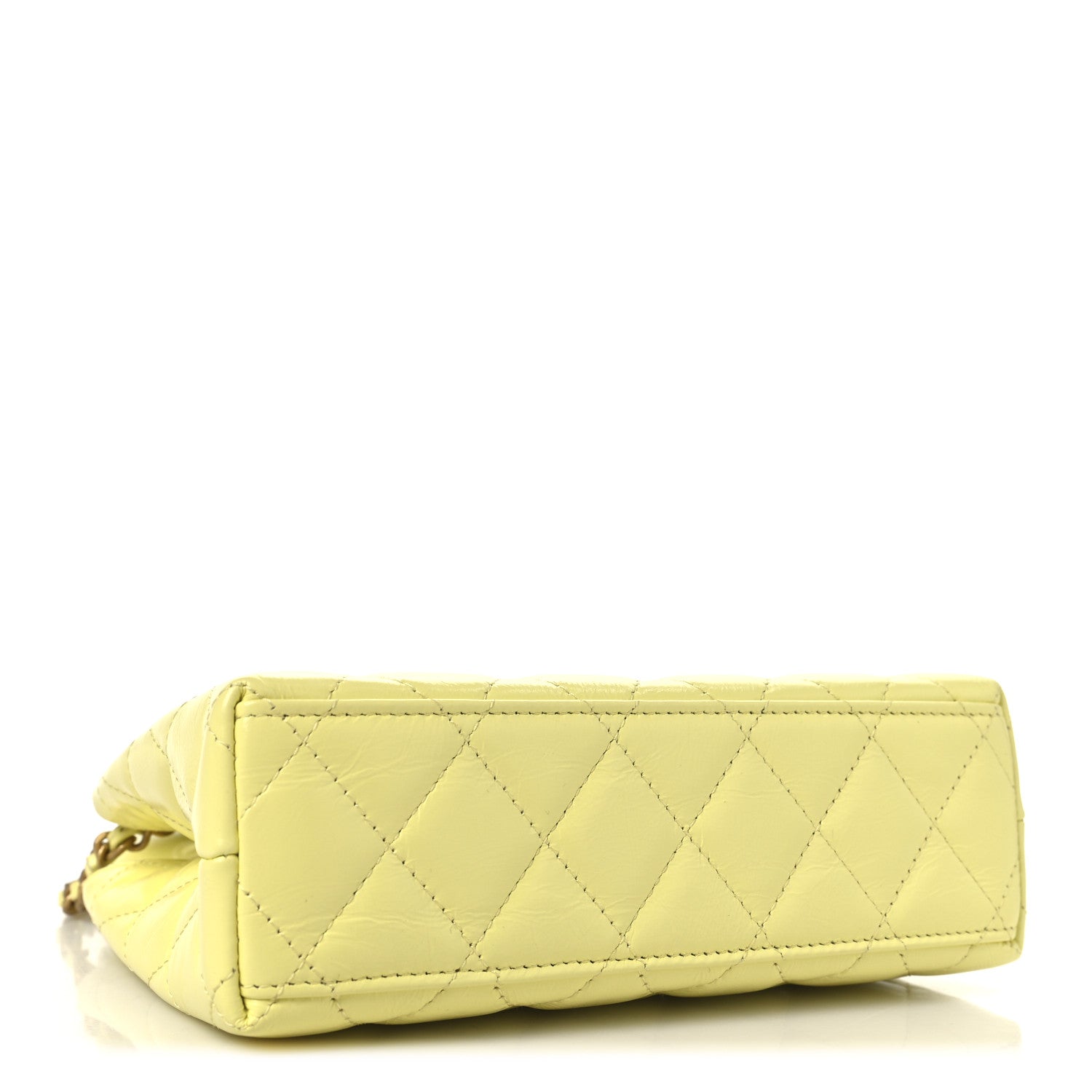 Chanel Shiny Aged Calfskin Quilted Nano Kelly Shopper Light Yellow 4 of 10