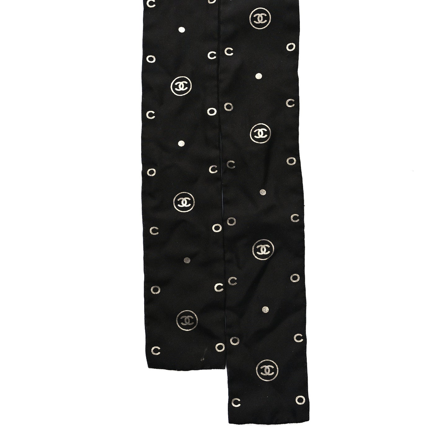 Silk CC Slim Bandeau Scarf Black White