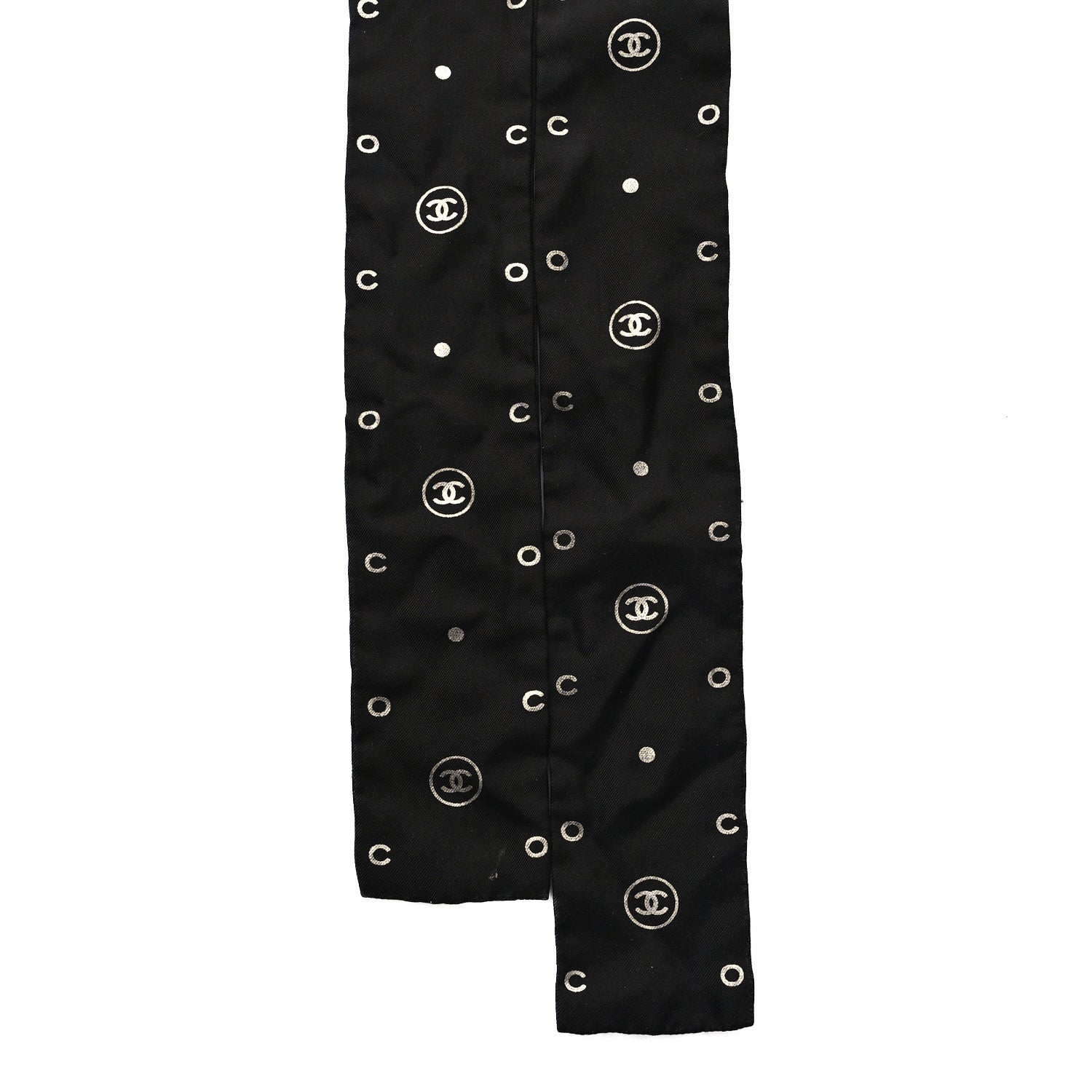 Chanel Silk CC Slim Bandeau Scarf Black White 2 of 4