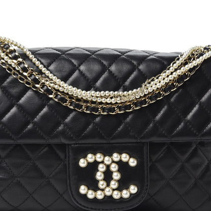 Chanel Lambskin Quilted Medium Westminster Pearl Flap Black 10 of 10