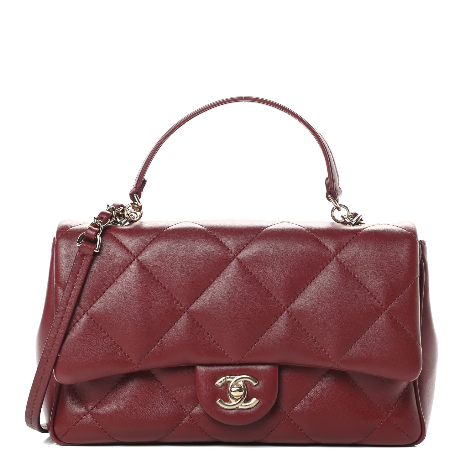 Chanel Lambskin Quilted Easy Carry Flap Burgundy 1 of 14