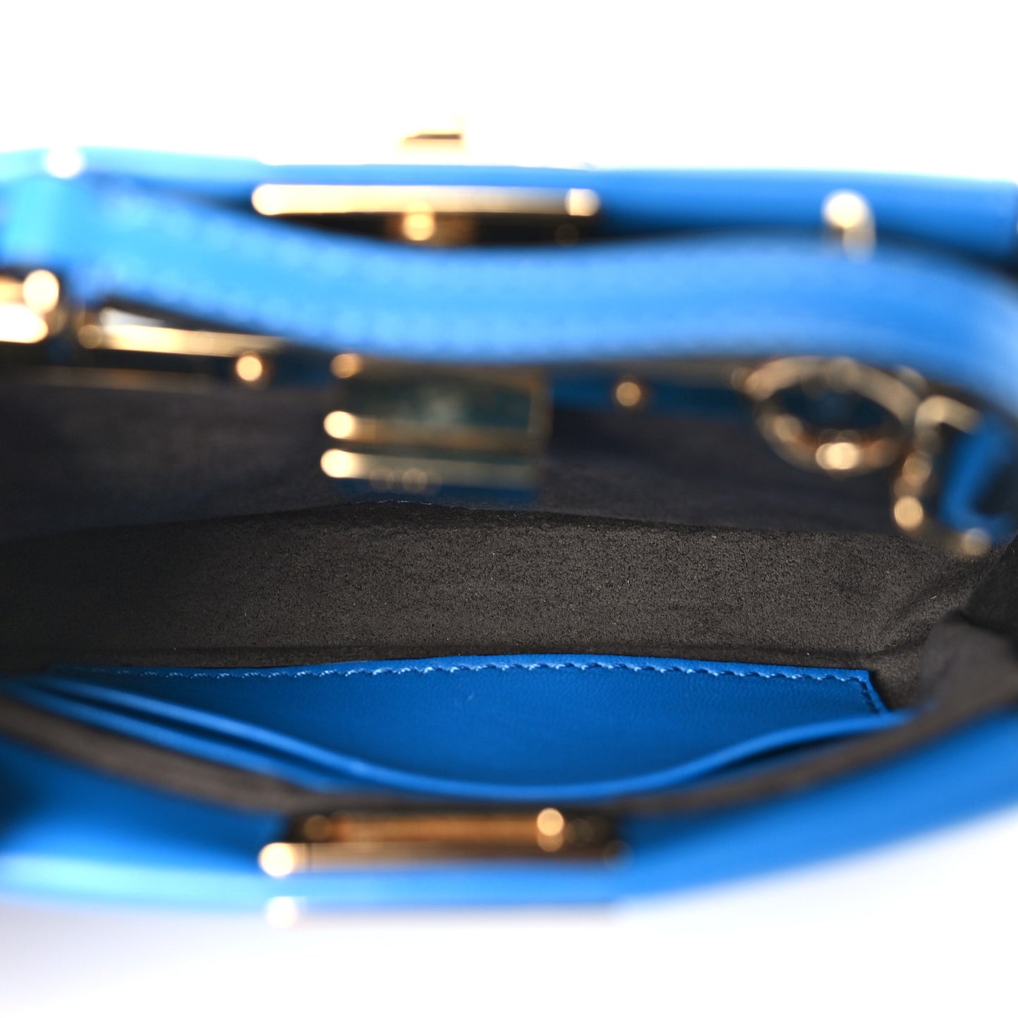 Shiny Nappa Micro Peekaboo Iconic Satchel Blue Royal