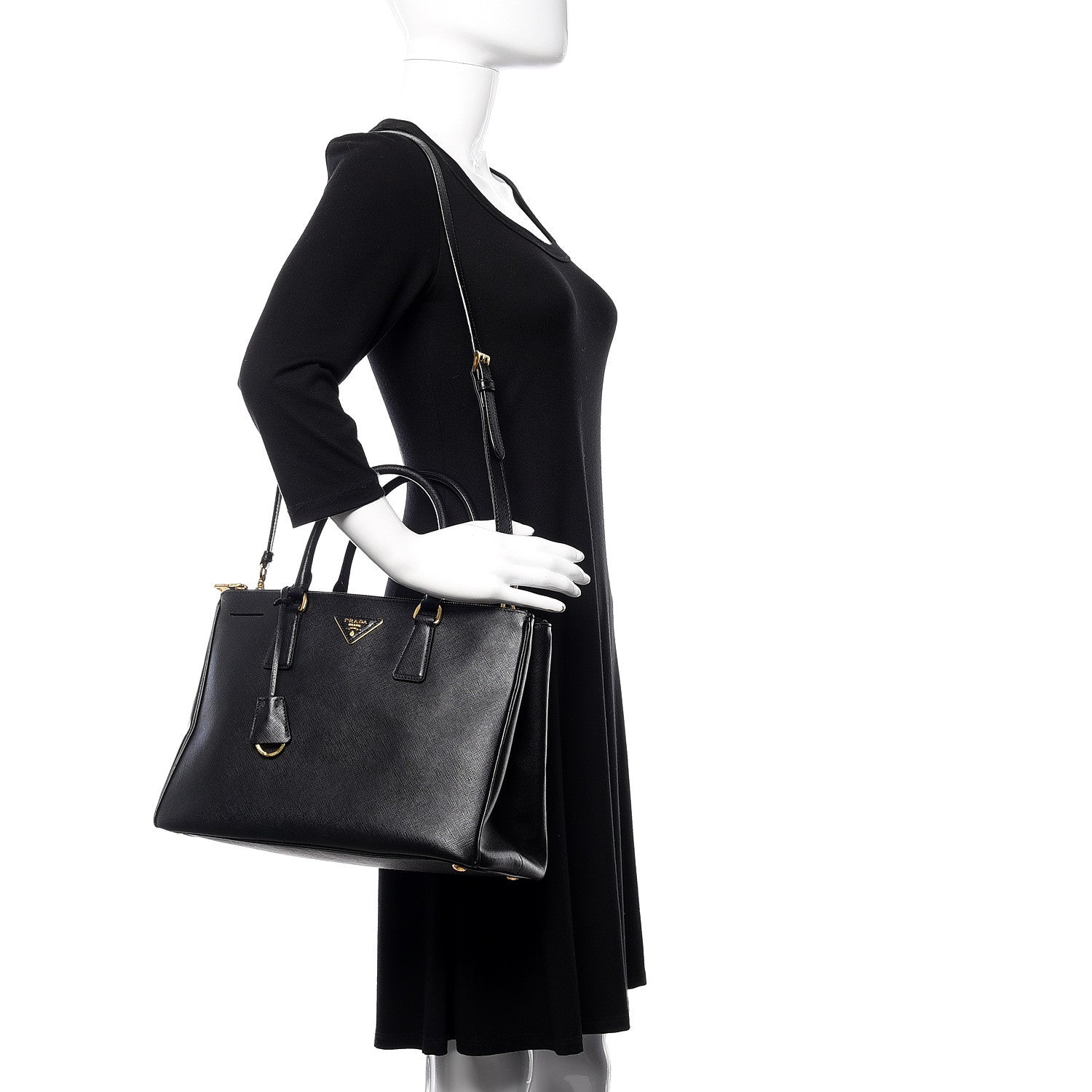 Prada Saffiano Medium Galleria Double Zip Tote Black 2 of 10