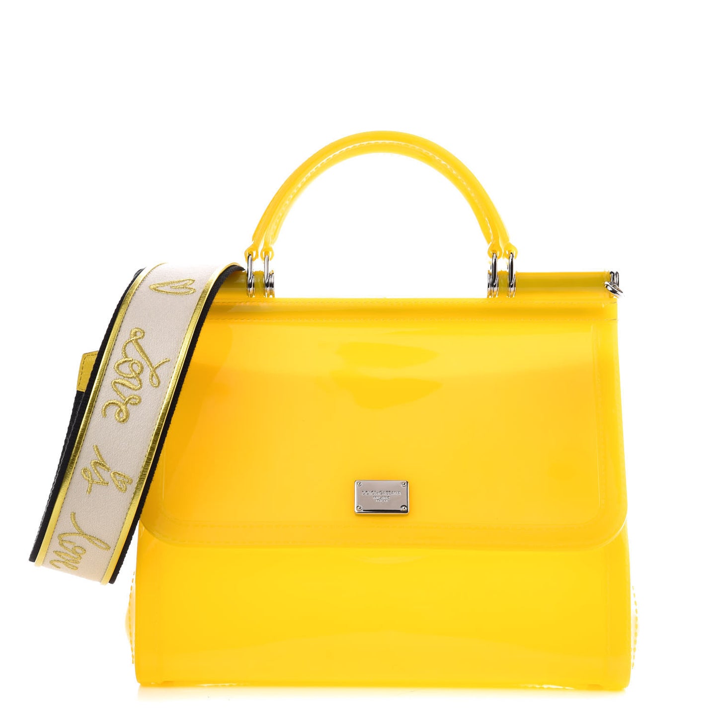 Rubber Semi Transparent Miss Sicily Satchel Yellow