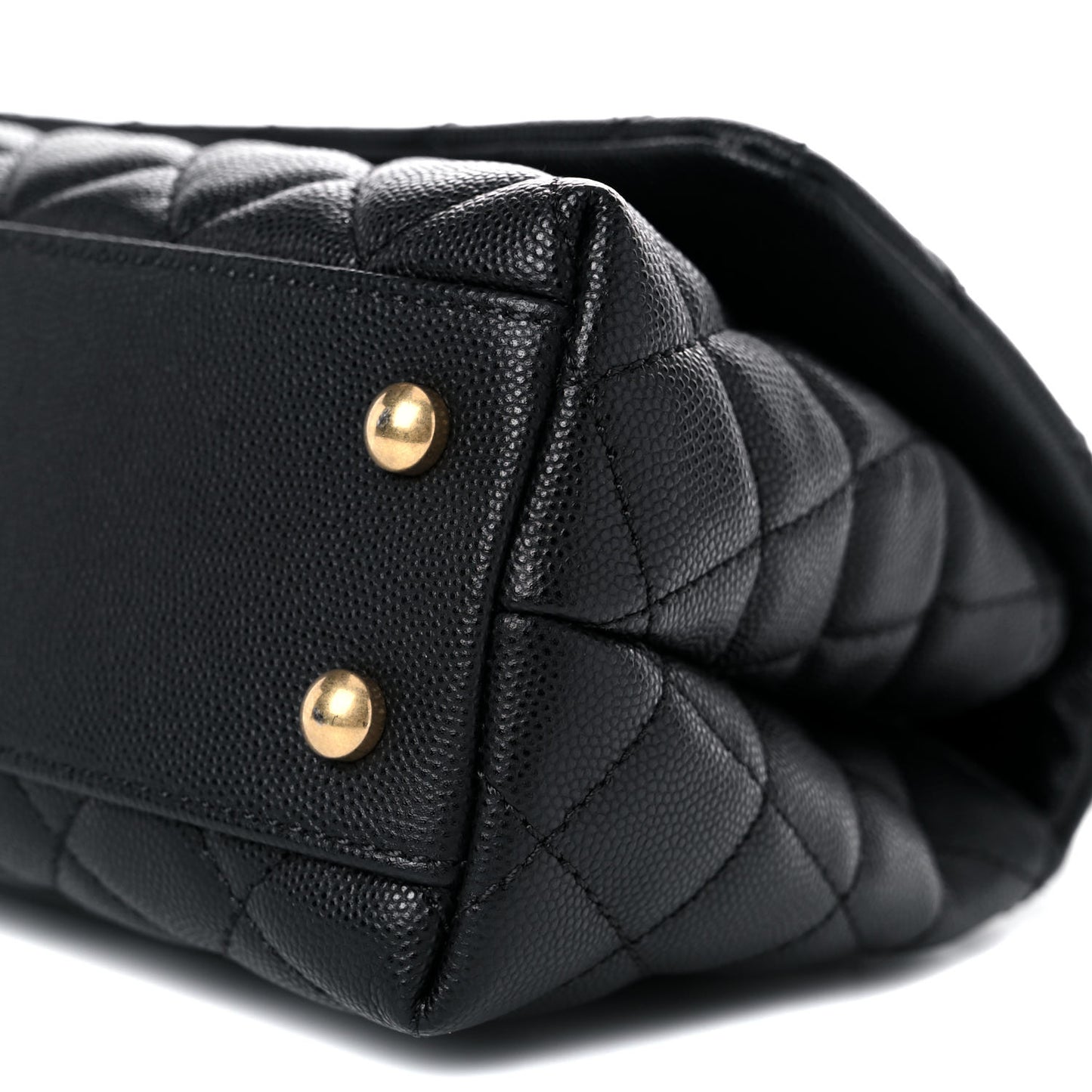 Caviar Lizard Embossed Quilted Mini Coco Handle Flap Black
