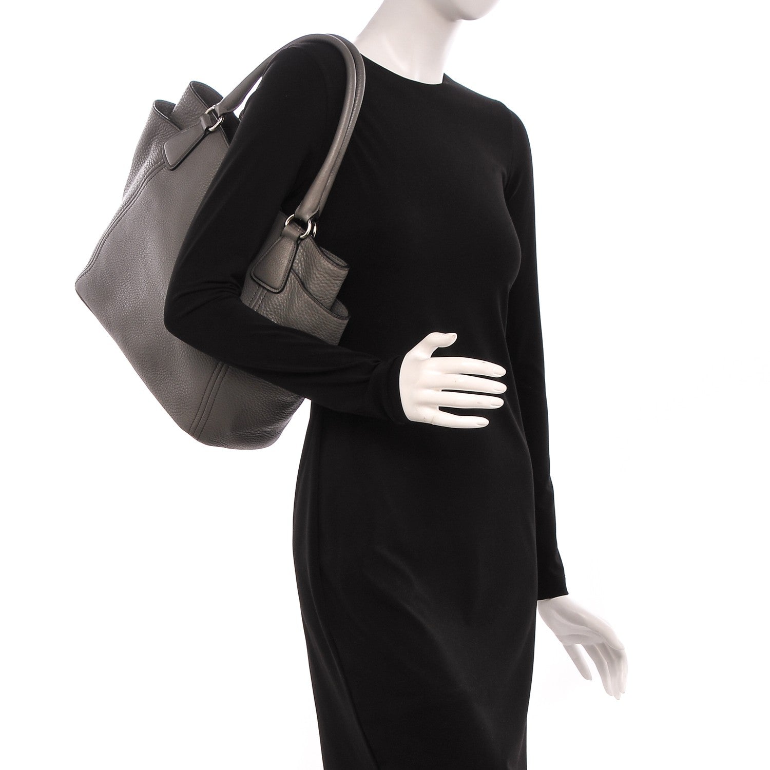 Prada Vitello Daino Side Pocket Tote Marmo 2 of 8