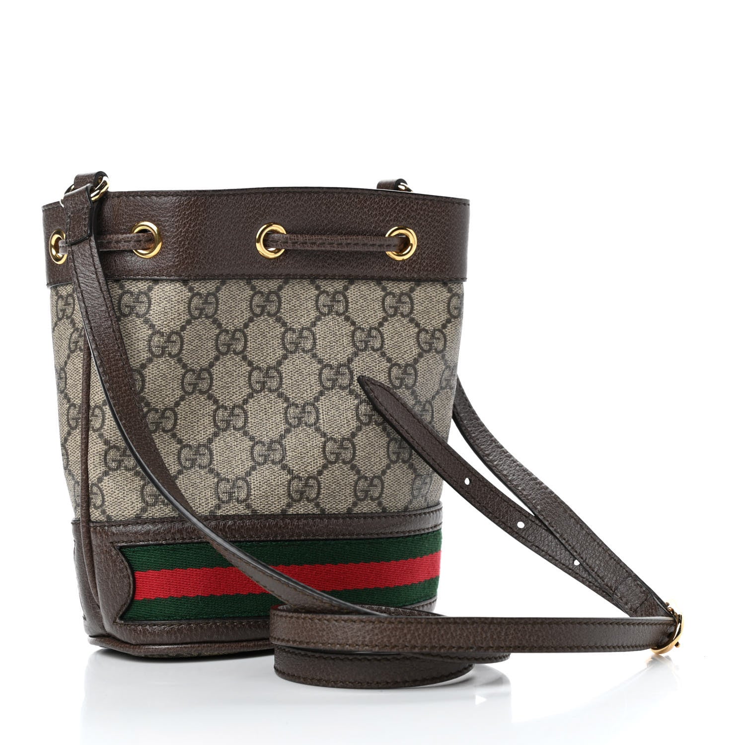 Gucci GG Supreme Monogram Web Mini Ophidia Bucket Bag Brown 2 of 4