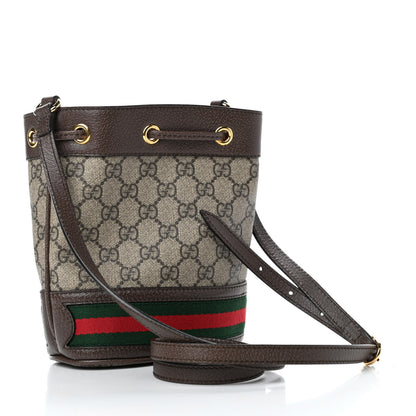 Gucci GG Supreme Monogram Web Mini Ophidia Bucket Bag Brown 2 of 4