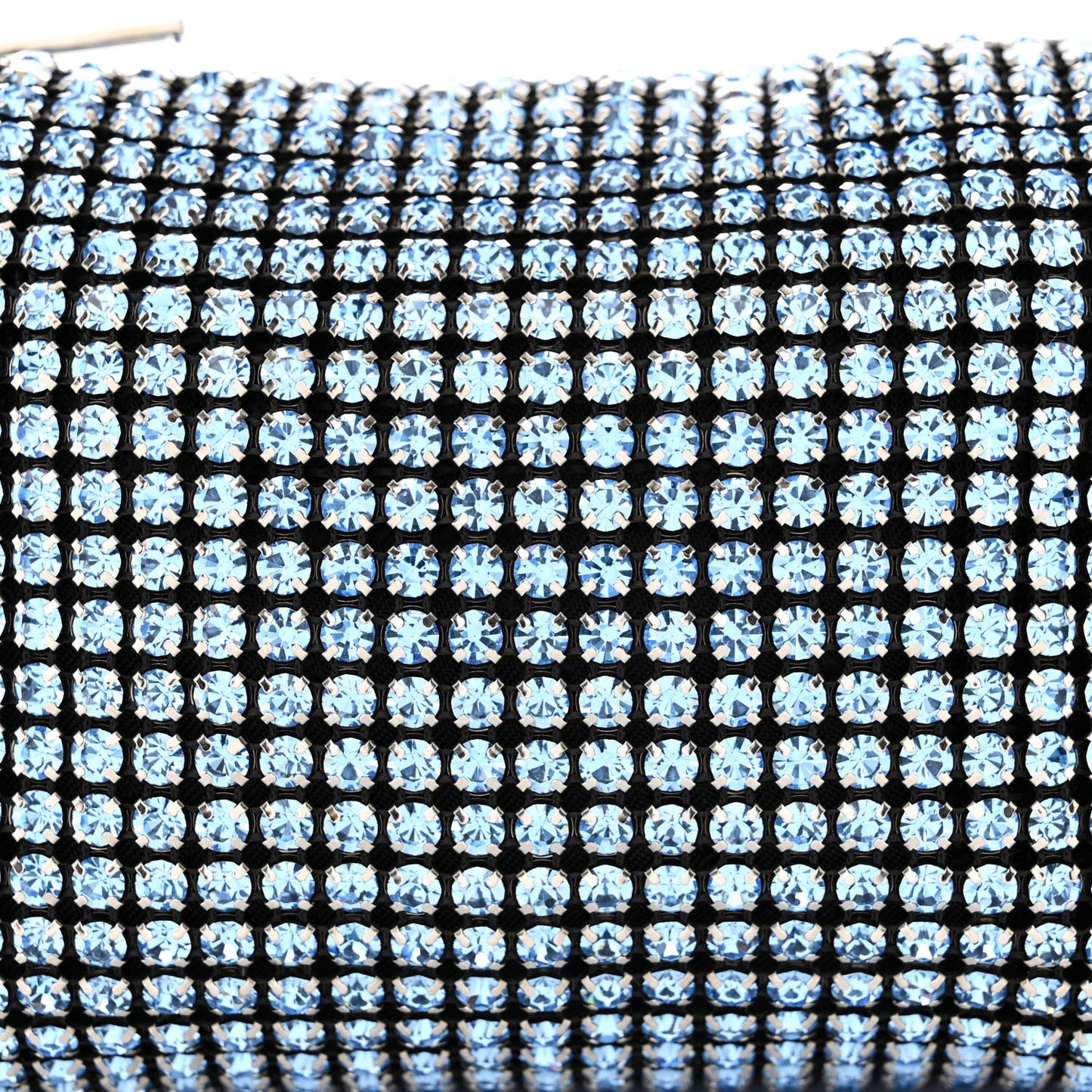 Mesh Crystal Rhinestone Mini Heiress Pouch Baby Blue