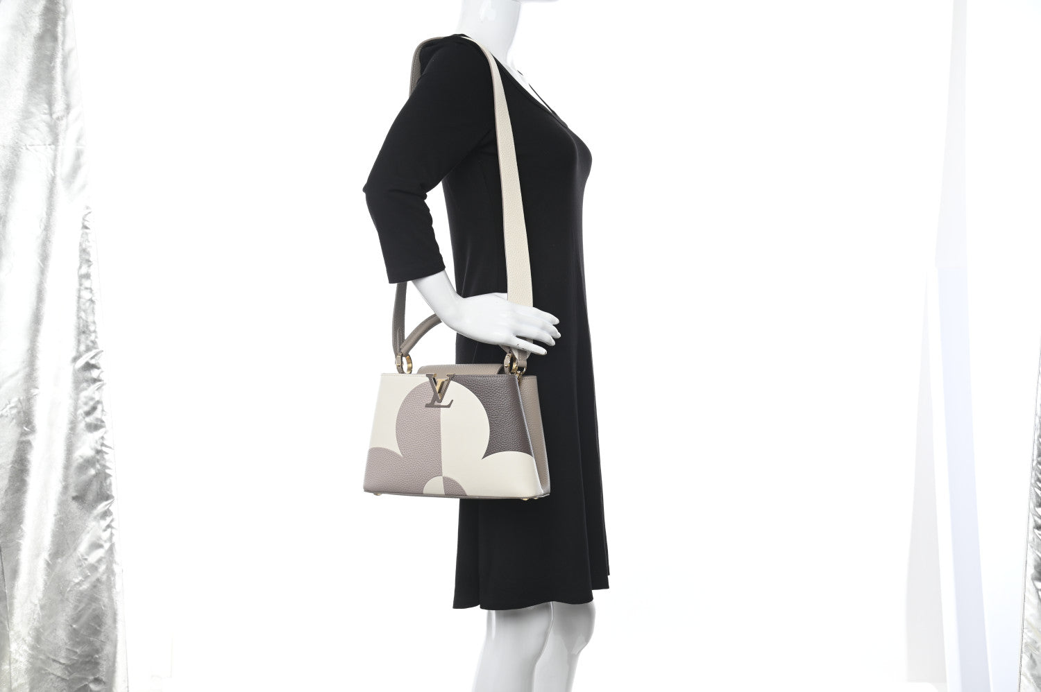 Louis Vuitton Taurillon Monogram Flower Capucines BB Galet Creme 3 of 7