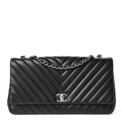 Chanel Lambskin Chevron Quilted Single Flap Black 1 of 13