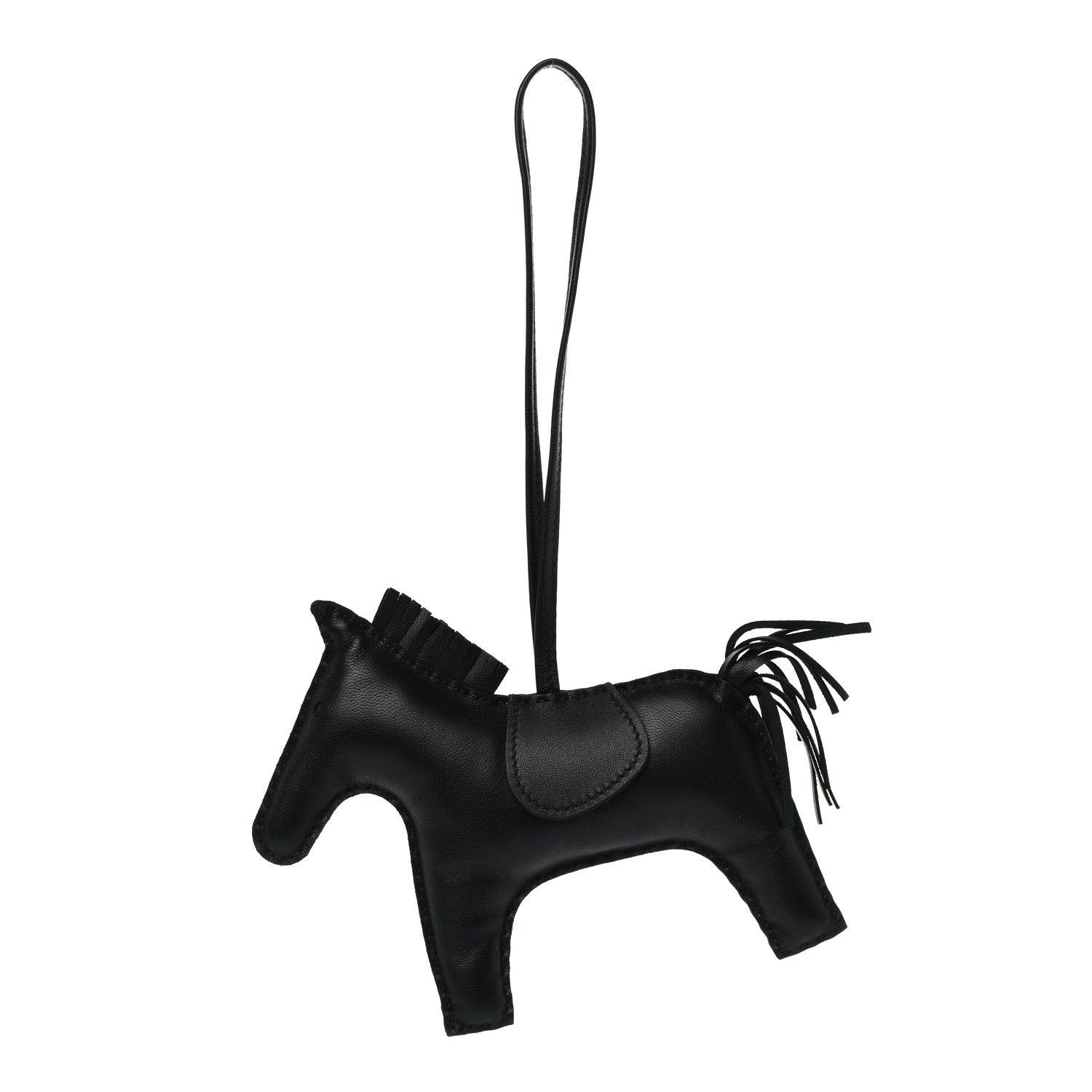 Hermes Milo Lambskin Grigri Rodeo Horse Bag Charm GM So Black 1 of 5