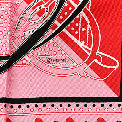 Hermes Silk Grand Manege Cut Bandana Love Scarf 70 Rouge Rose Black 4 of 6