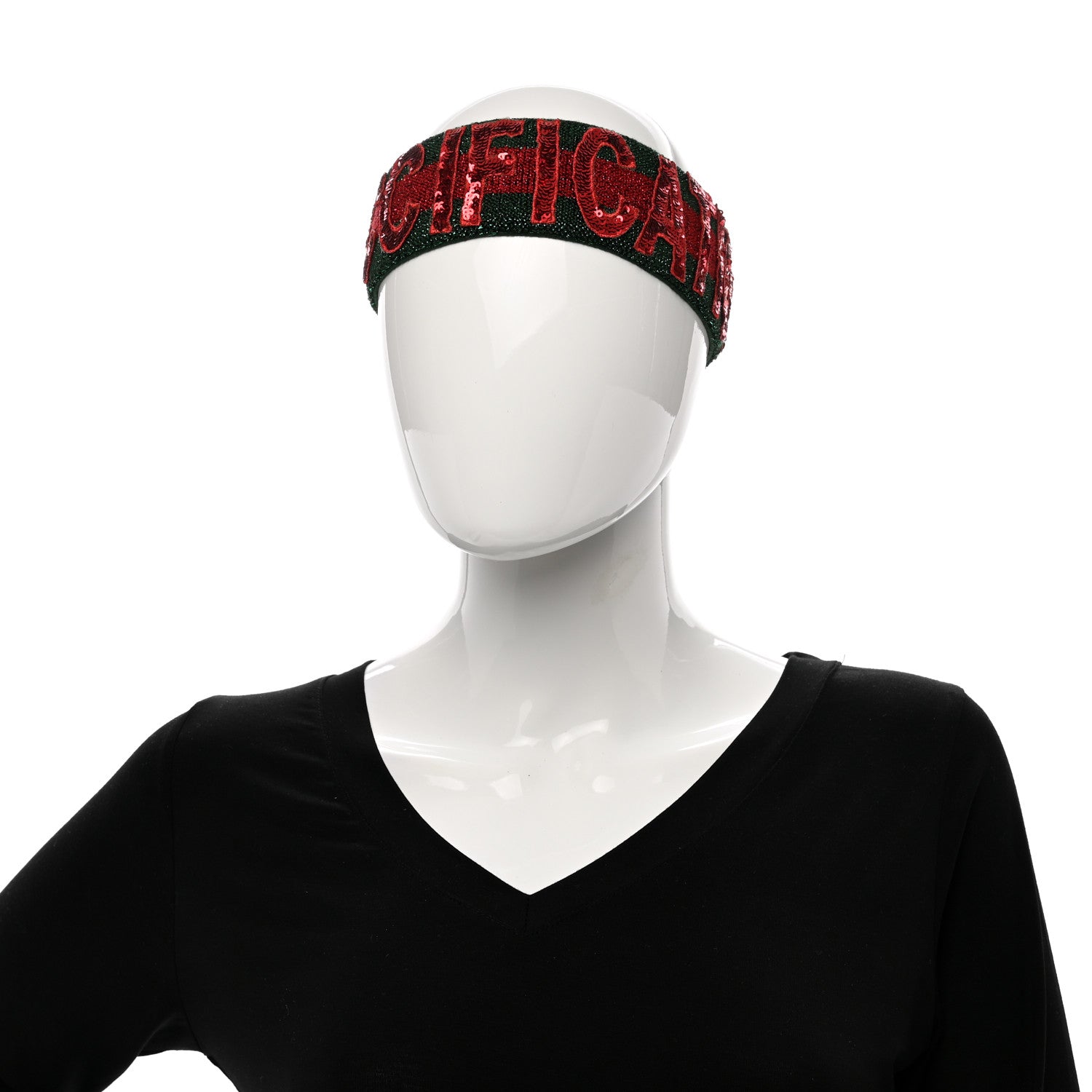 Gucci Sequin Guccification Headband M 57 Red Green 2 of 8