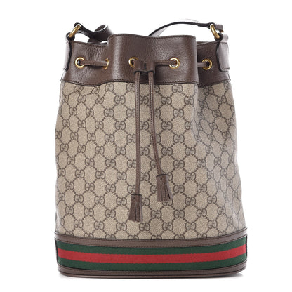 Gucci GG Supreme Monogram Web Ophidia Bucket Bag Brown 1 of 7