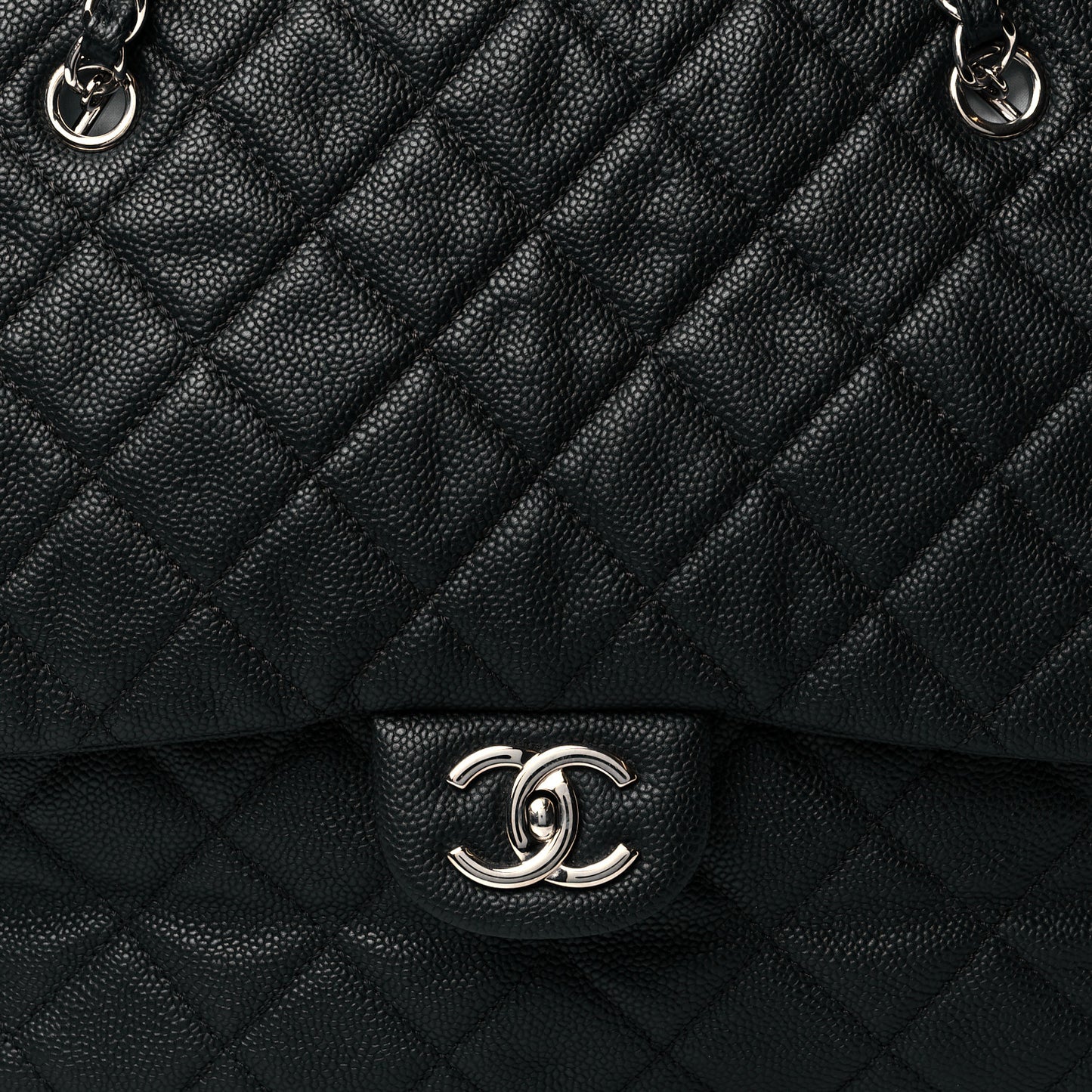 Caviar Quilted Travel Flap Tote Black
