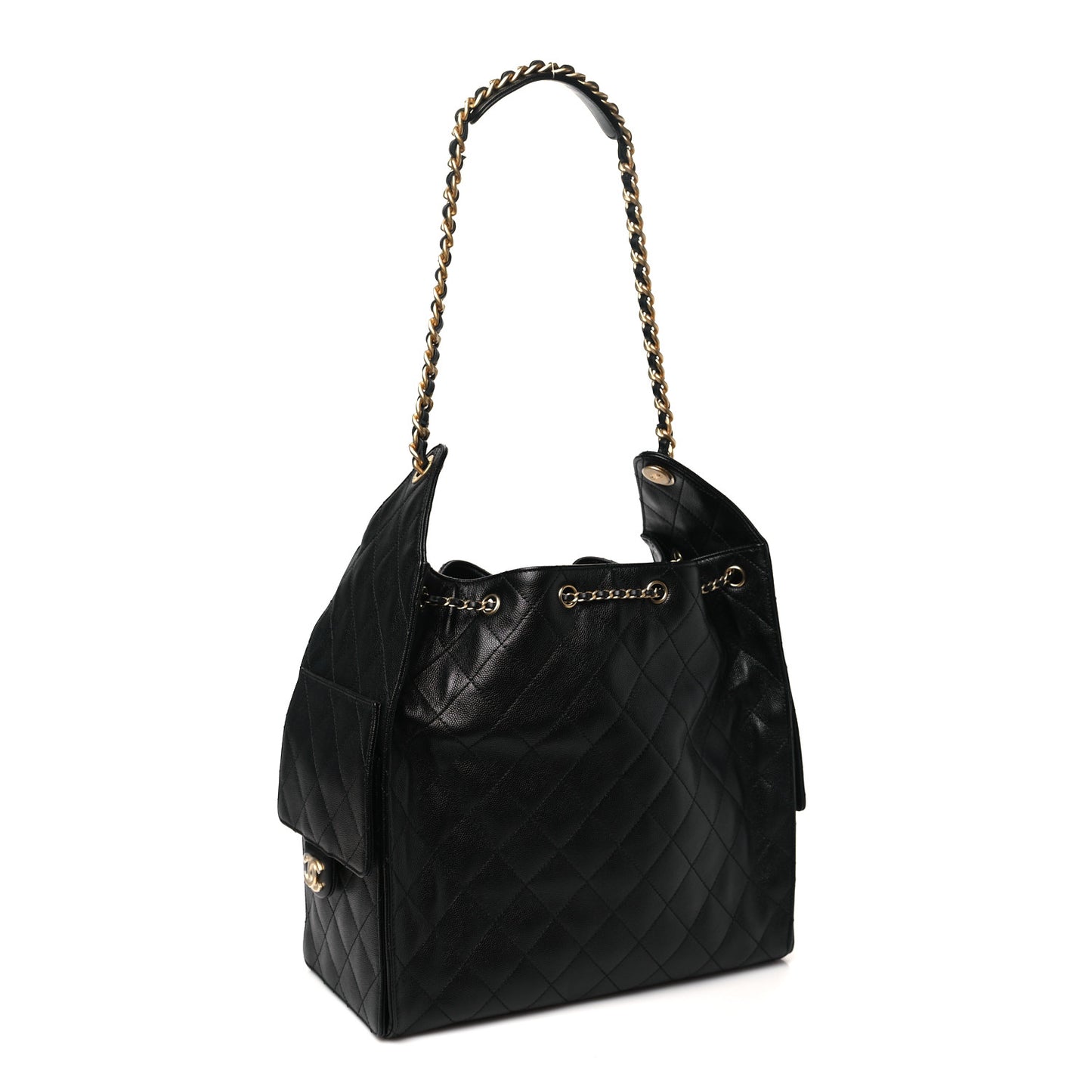 Caviar Quilted Medium Chanel 25 Handbag Black